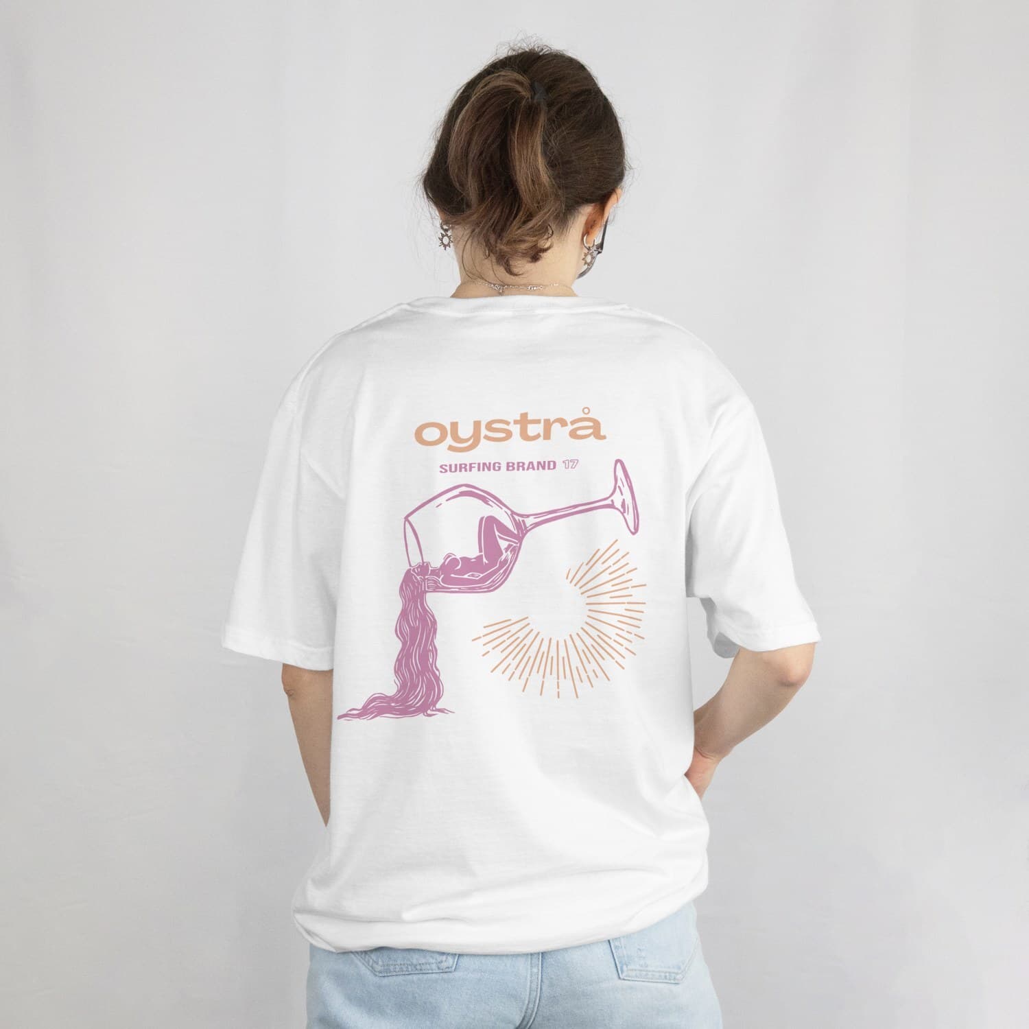 T-shirt oystrå — Blanc & Orange — vue 1