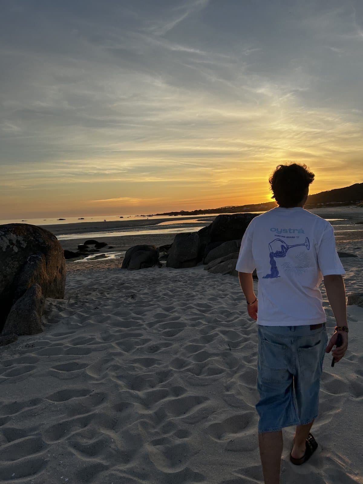 T-shirt oystrå — Blanc & Orange — vue 3